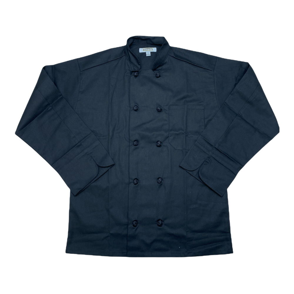 Edwards Tuff-Tested Black Double Button Chef Top Size Medium
